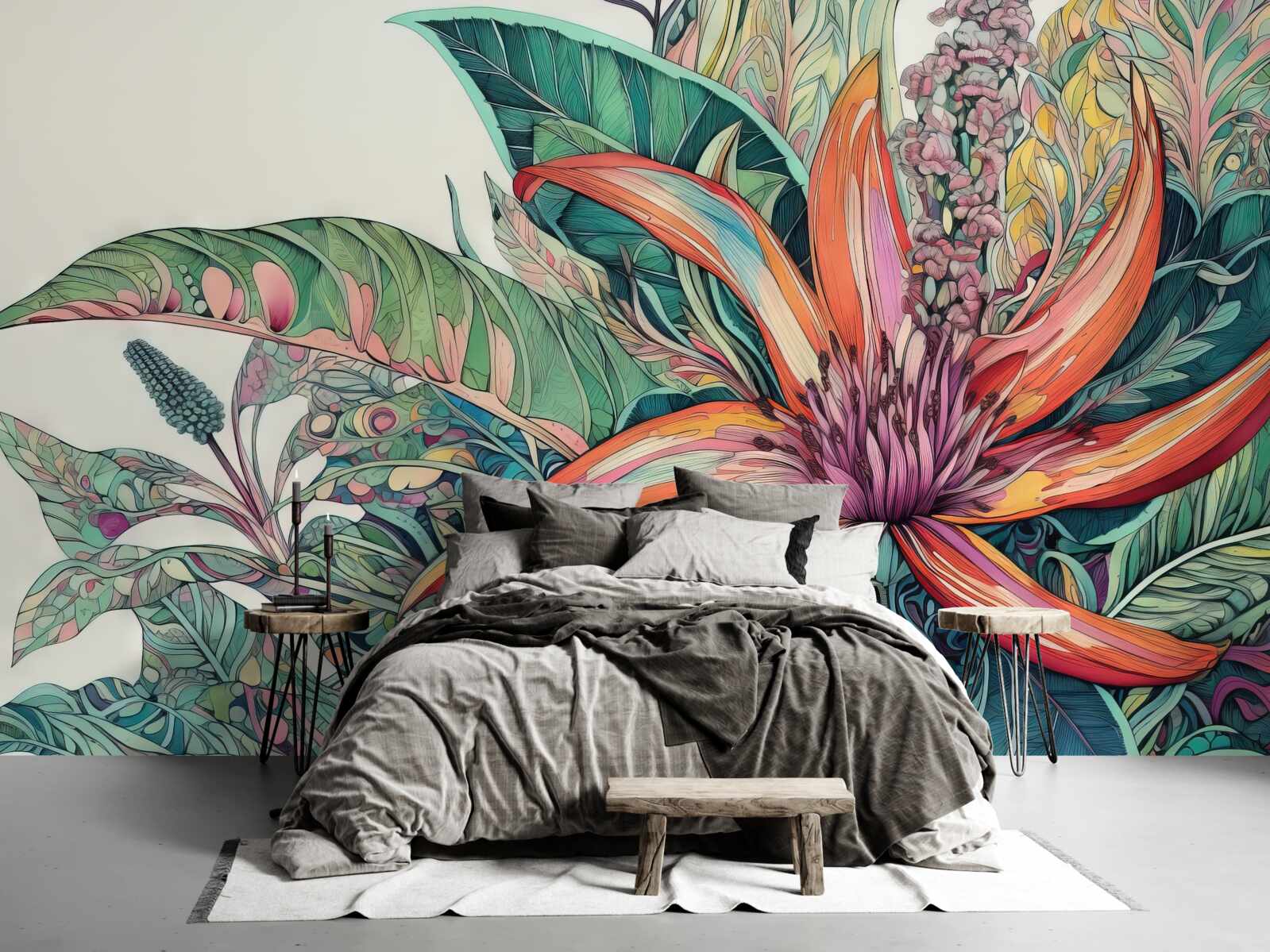 Papier peint bourgeon ouvert d'une plante agressive