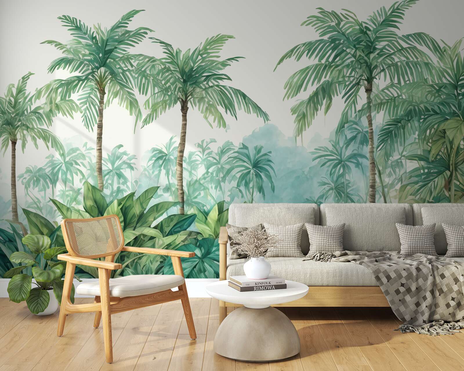 Papier peint palmiers tropicaux sous la pluie