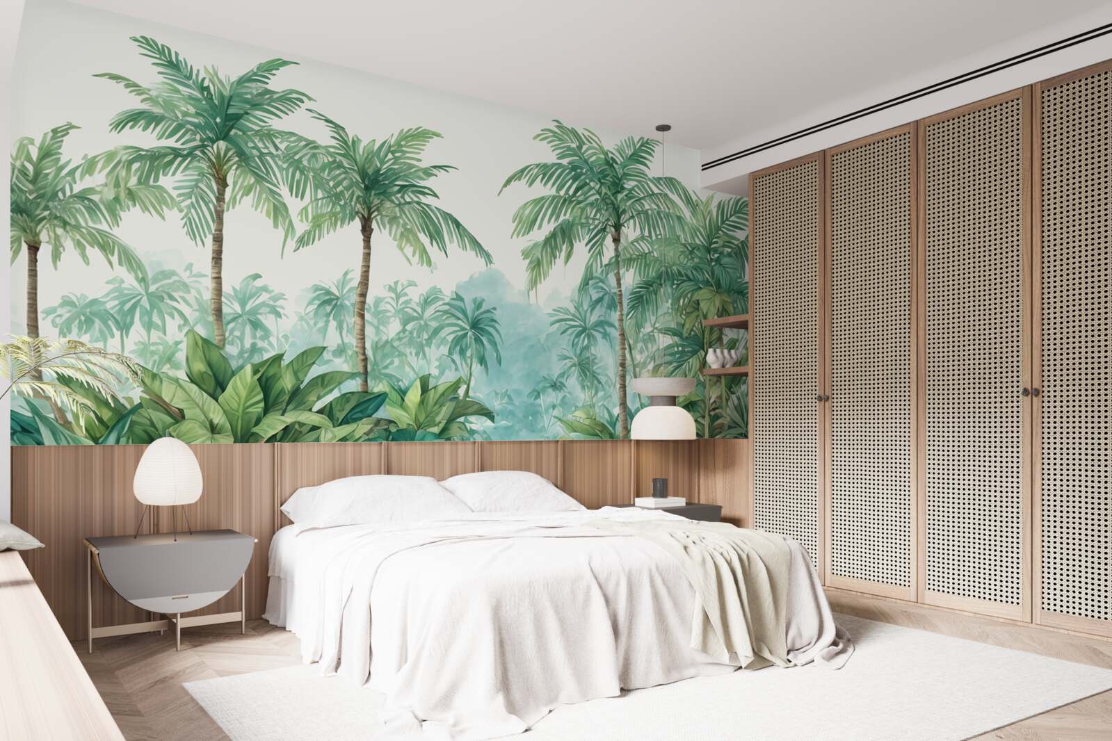 Papier peint palmiers tropicaux sous la pluie