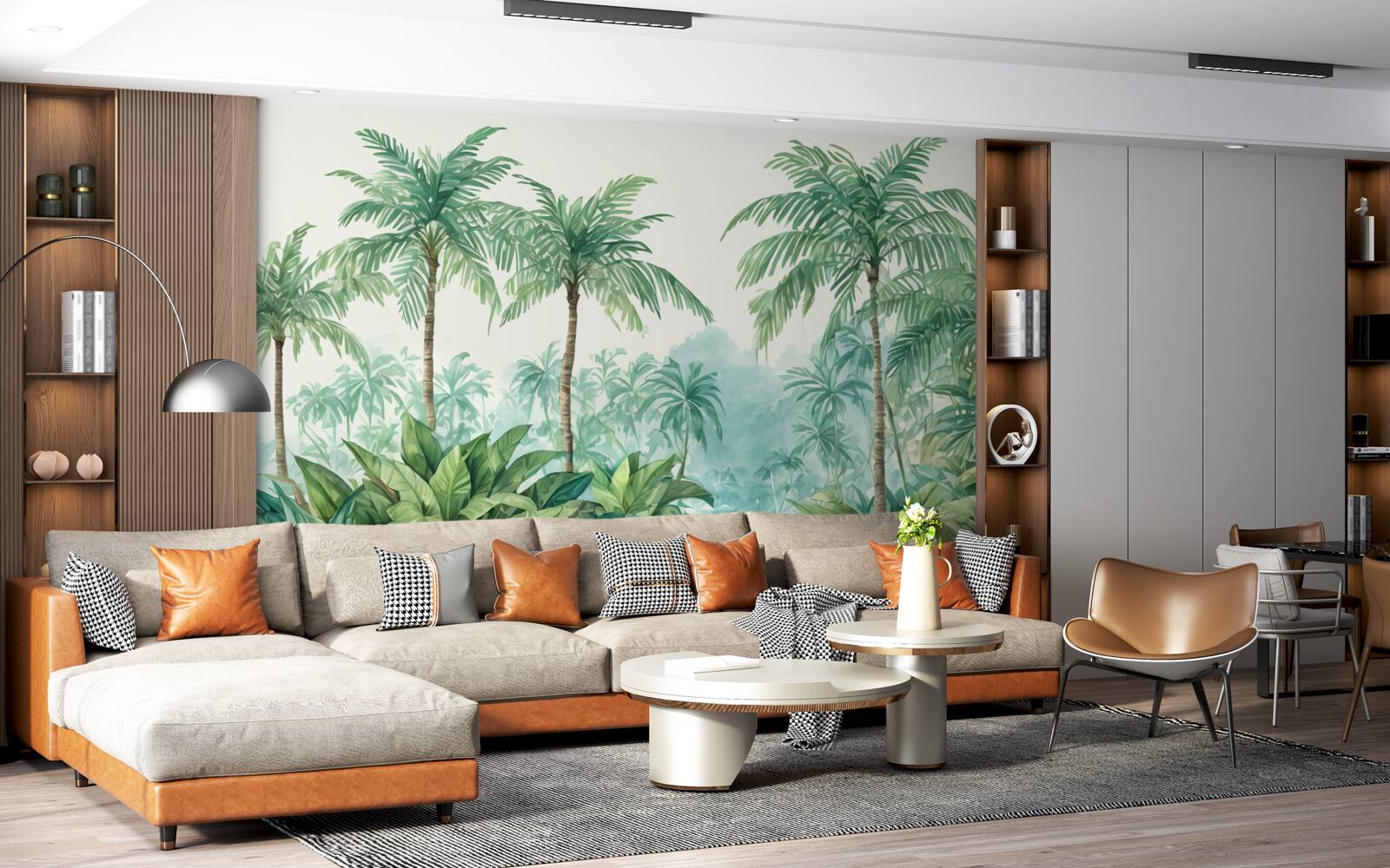 Papier peint palmiers tropicaux sous la pluie