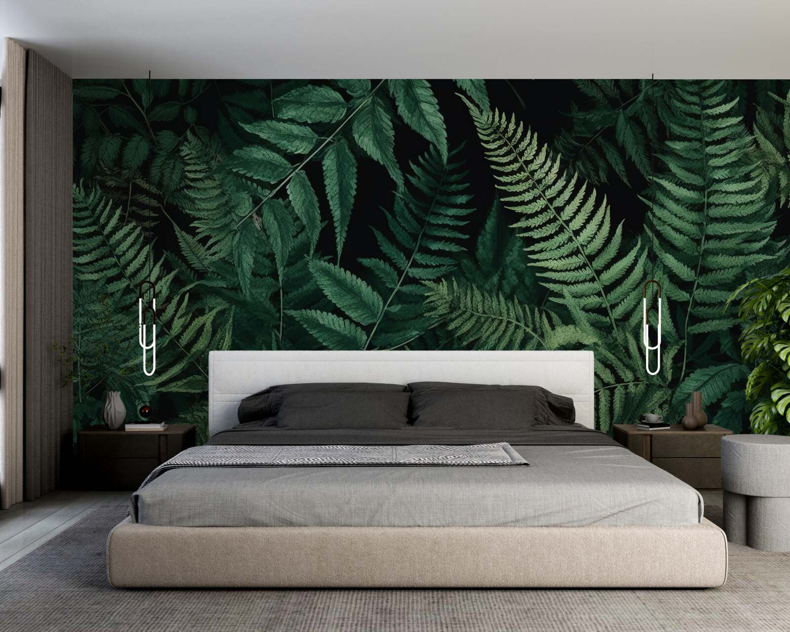 Papier peint la nuit, les pétales de fougères se balancent facilement
