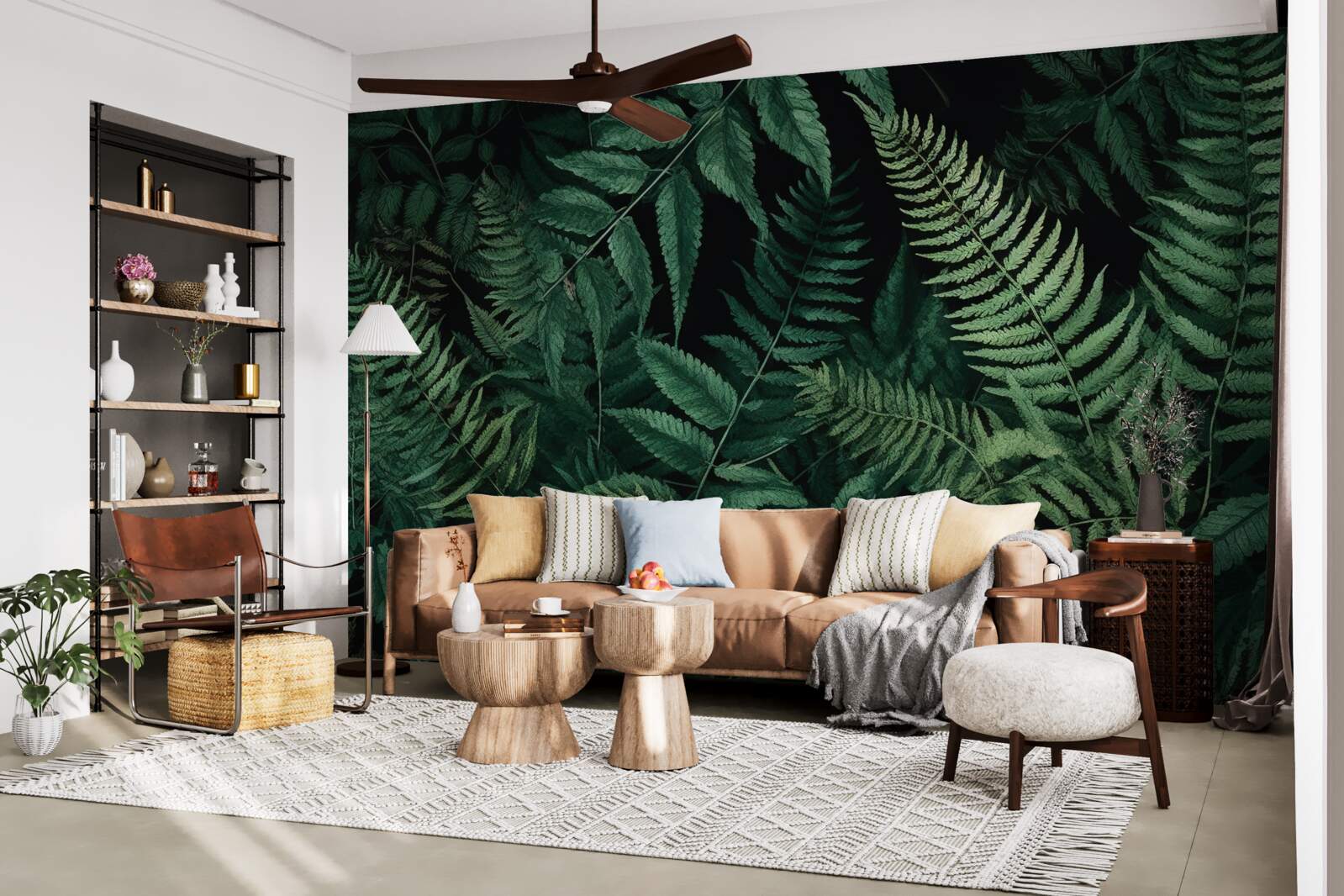 Papier peint la nuit, les pétales de fougères se balancent facilement