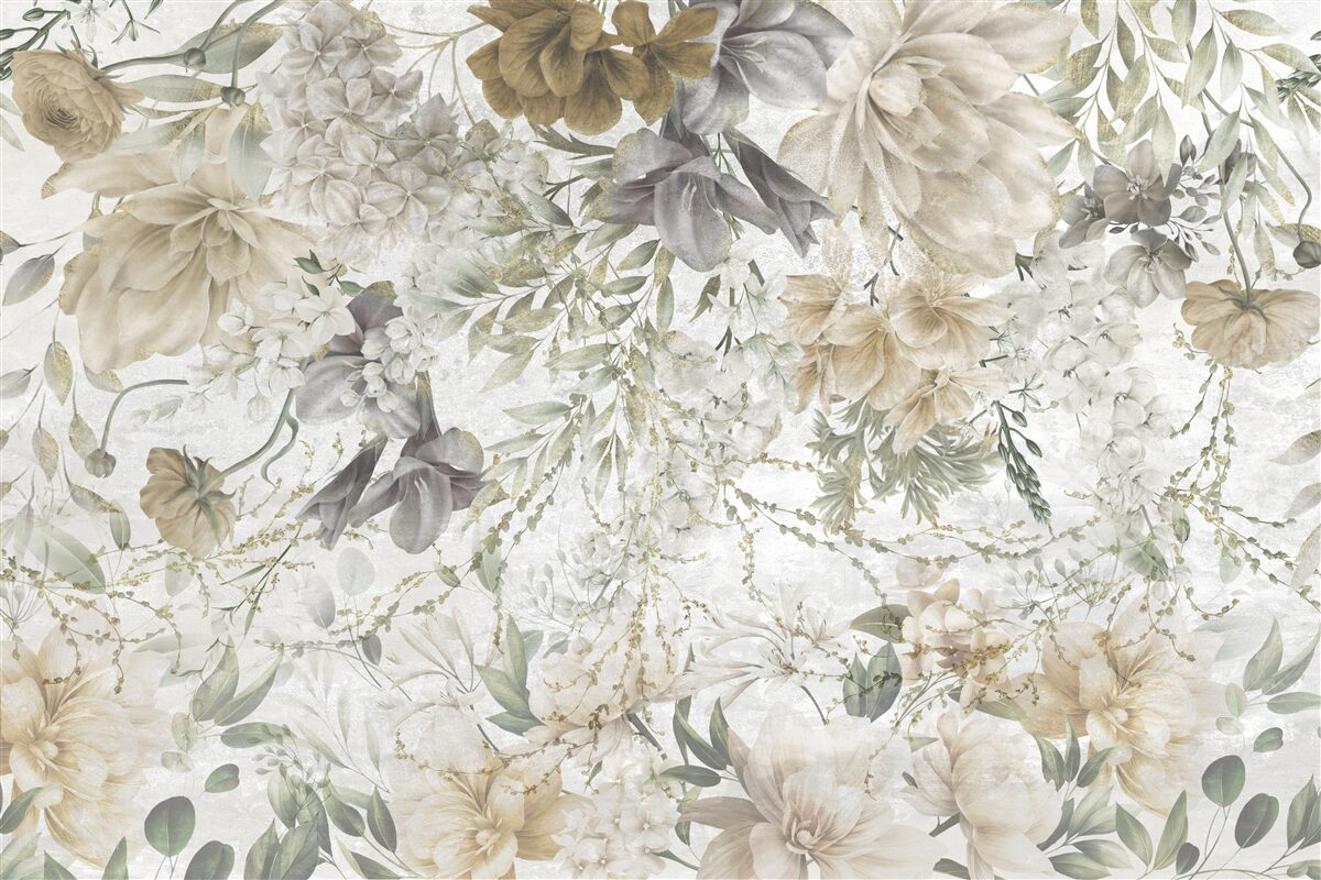 Papier peint un concept fait de feuilles et de fleurs d'automne