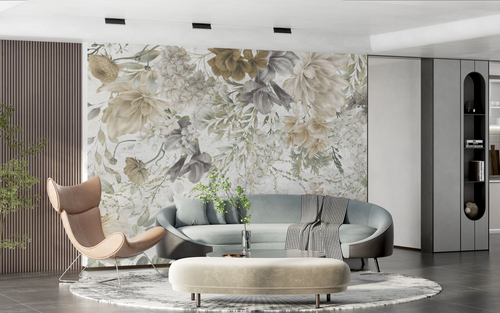 Papier peint un concept fait de feuilles et de fleurs d'automne