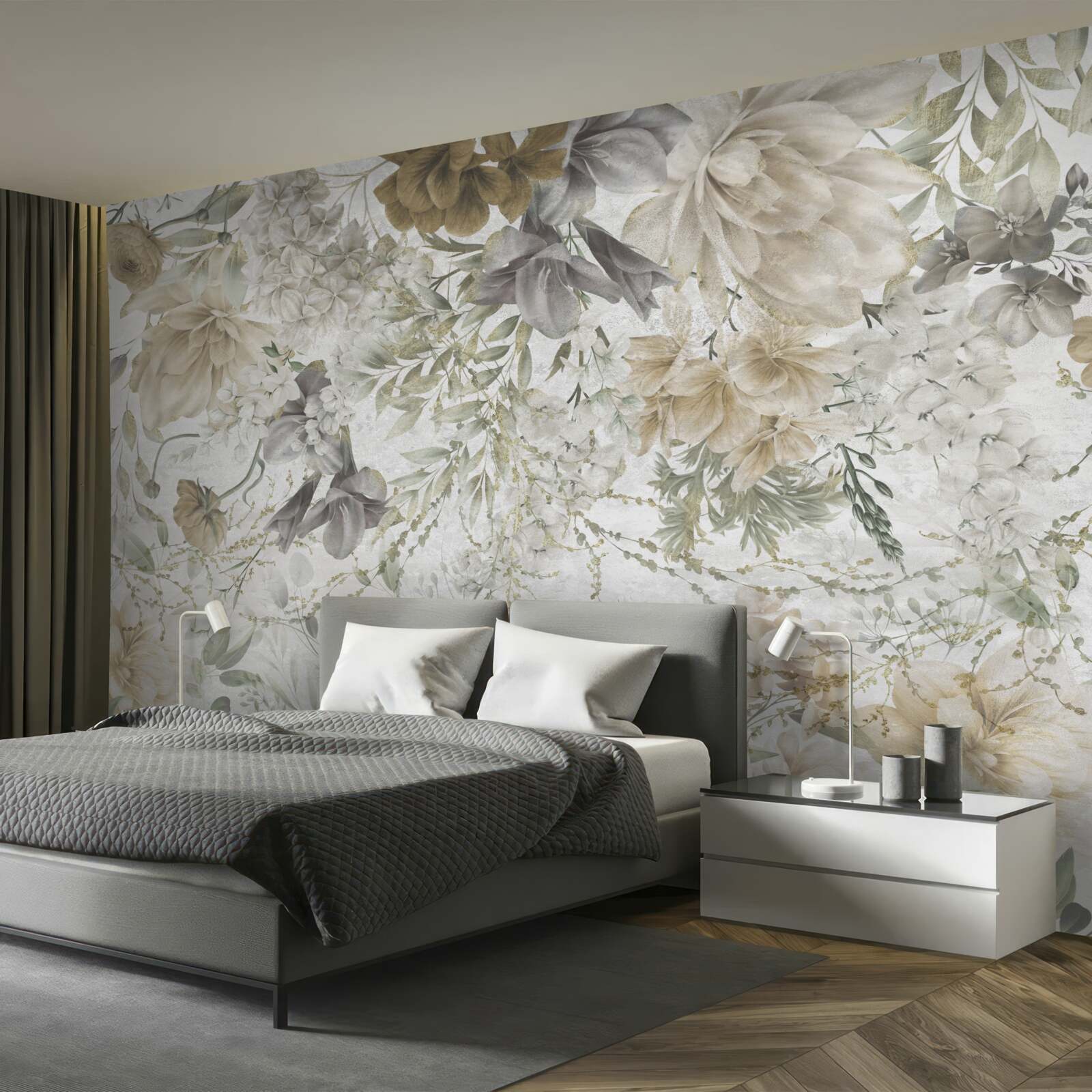 Papier peint un concept fait de feuilles et de fleurs d'automne