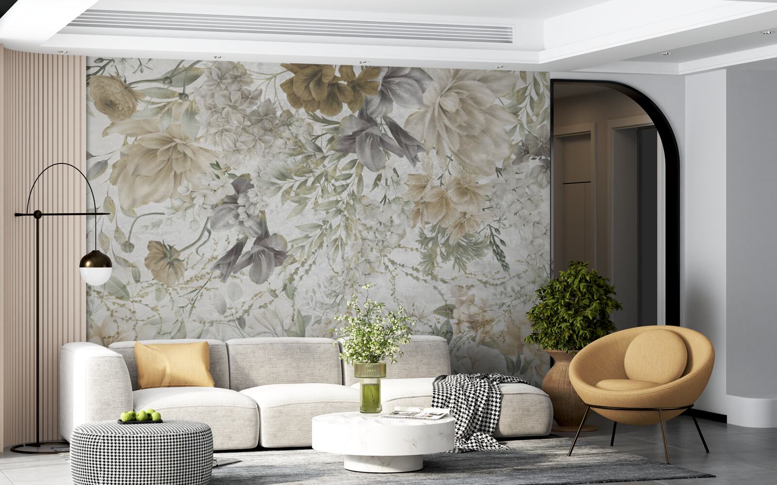 Papier peint un concept fait de feuilles et de fleurs d'automne