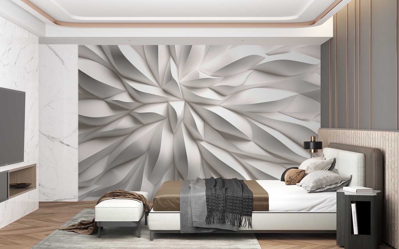 Papier peint centre de fleurs en abstraction