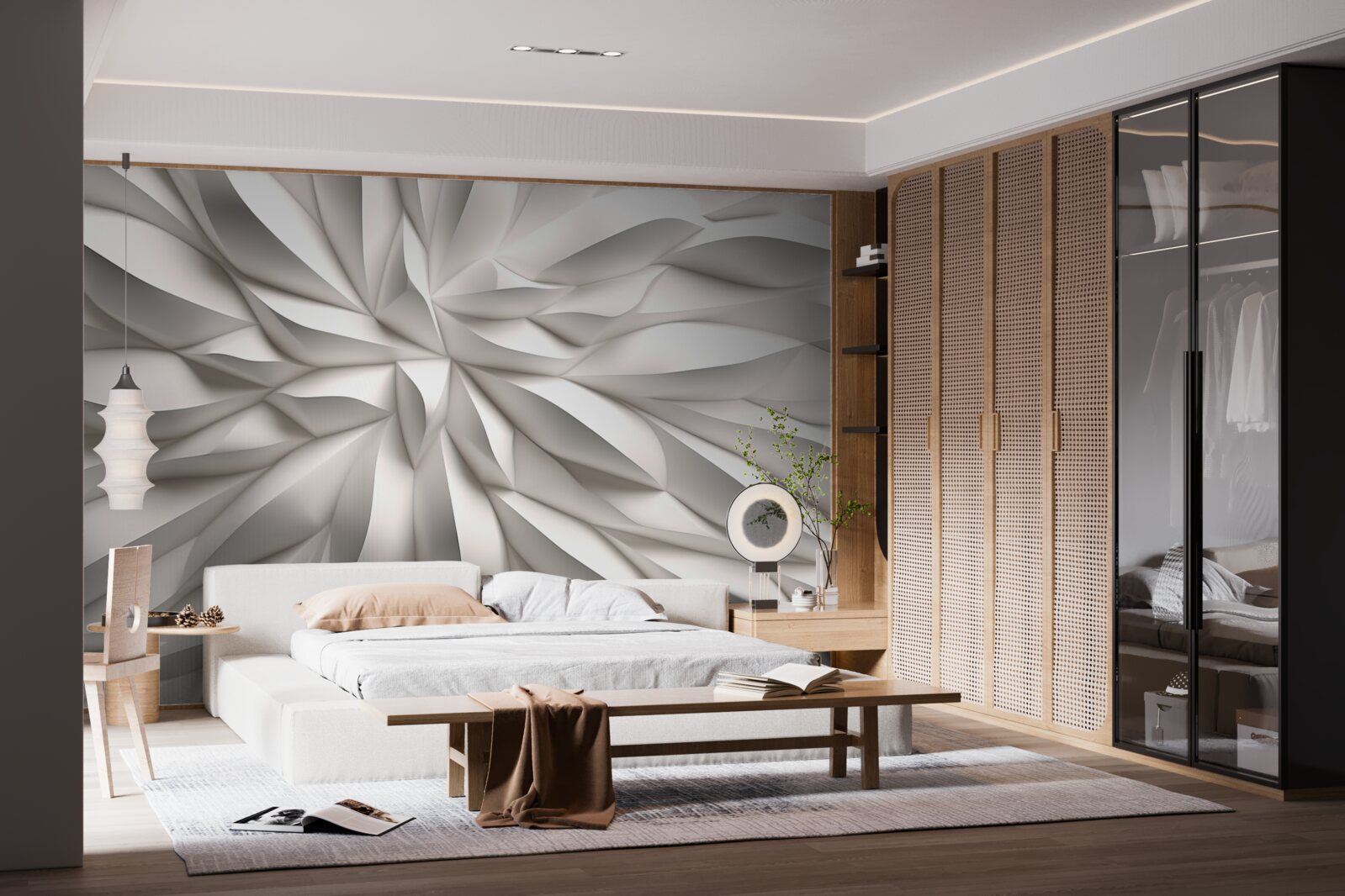 Papier peint centre de fleurs en abstraction