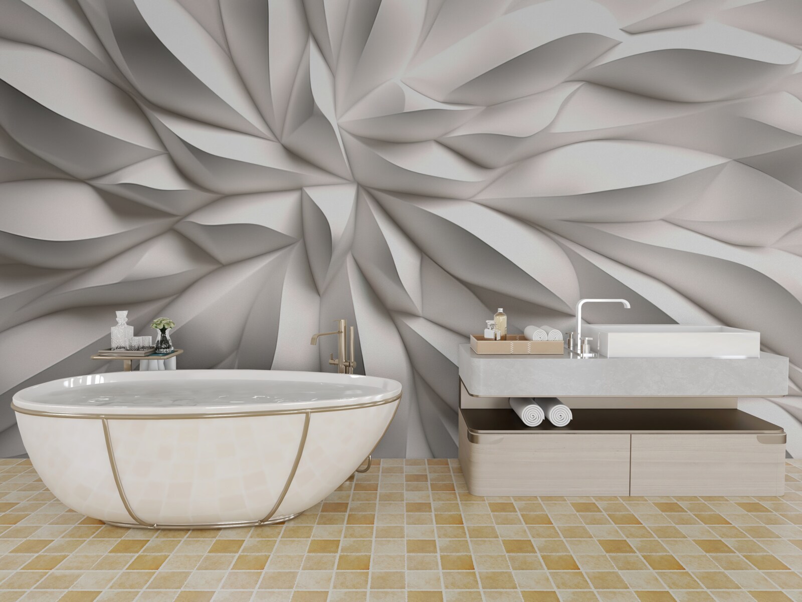 Papier peint centre de fleurs en abstraction