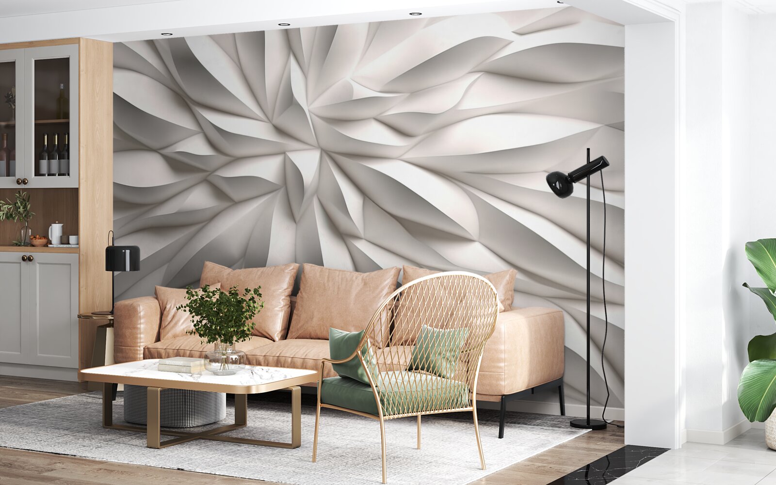 Papier peint centre de fleurs en abstraction