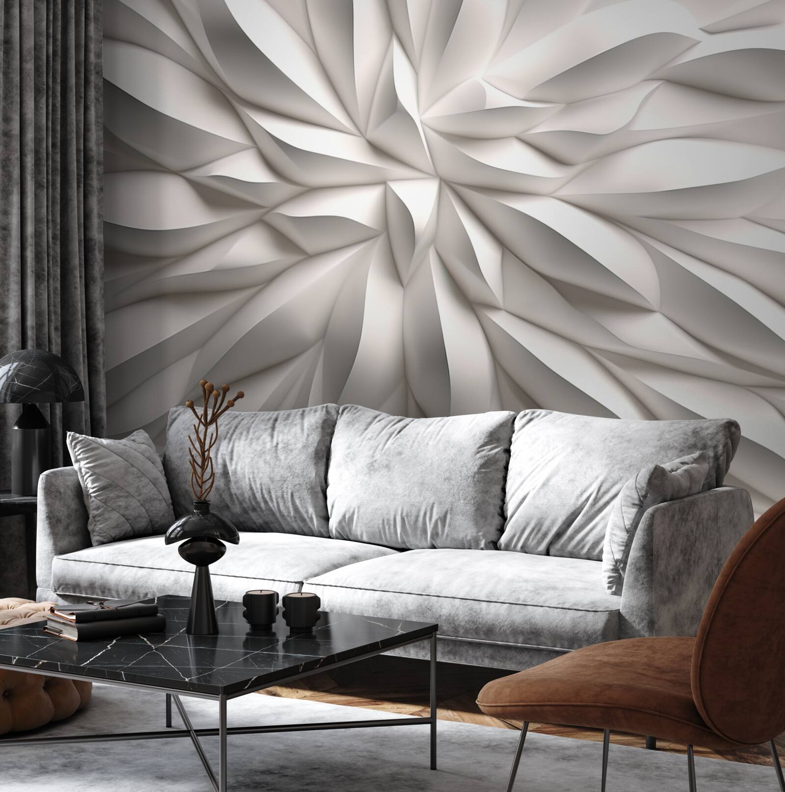 Papier peint centre de fleurs en abstraction