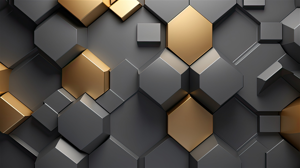 Papier peint formes géométriques en noir et or