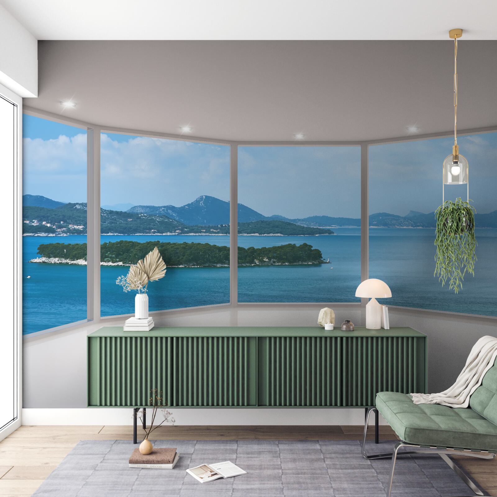 Papier peint vues panoramiques incroyables sur l'océan depuis les fenêtres