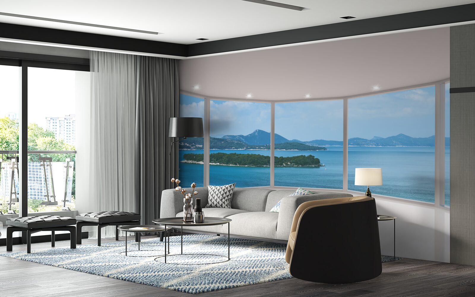 Papier peint vues panoramiques incroyables sur l'océan depuis les fenêtres