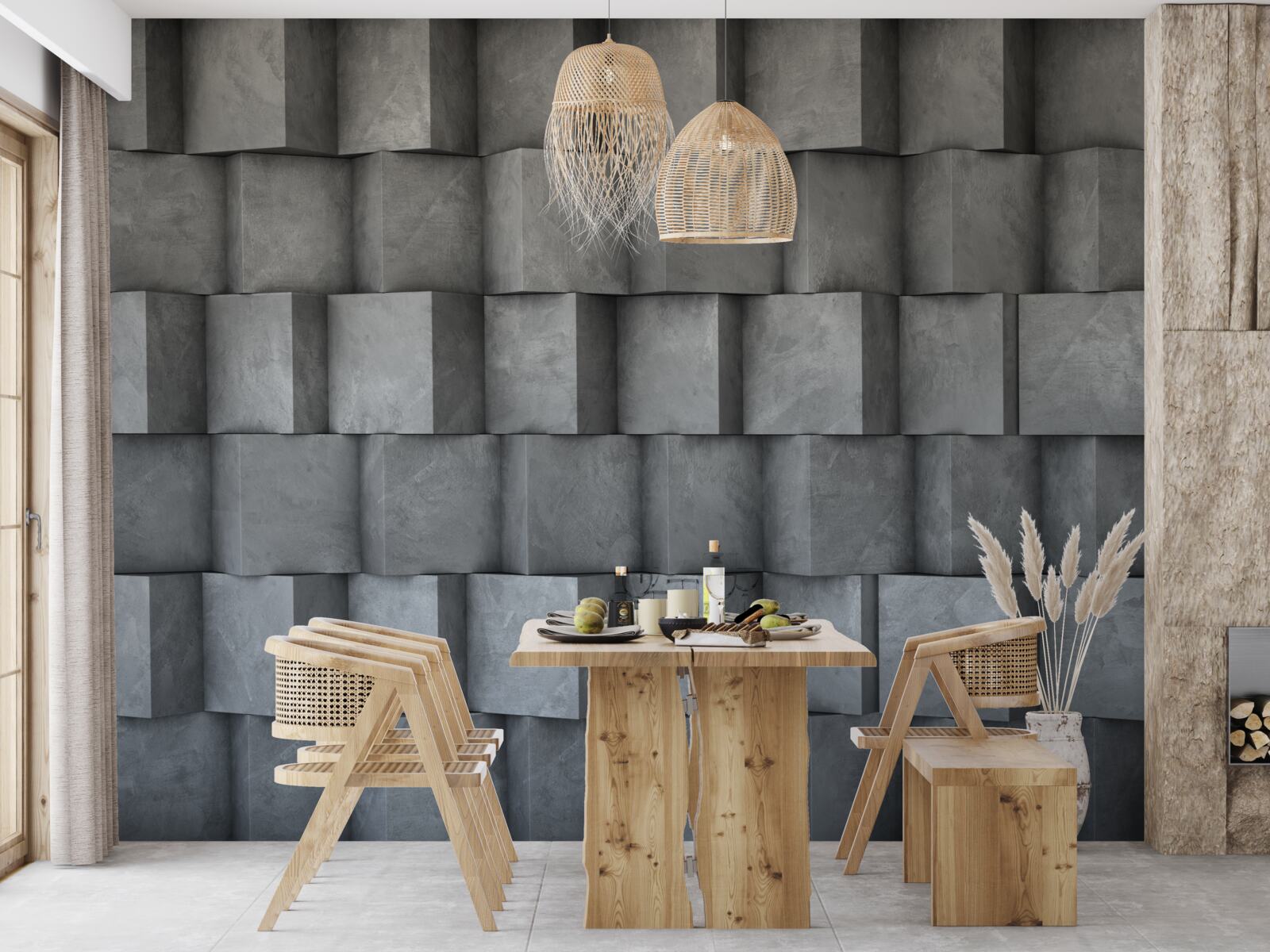 Papier peint carrés volumétriques dans différentes directions