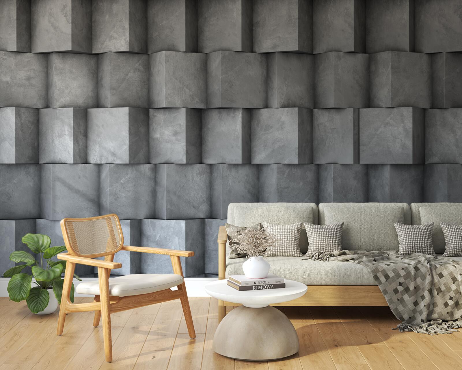 Papier peint carrés volumétriques dans différentes directions