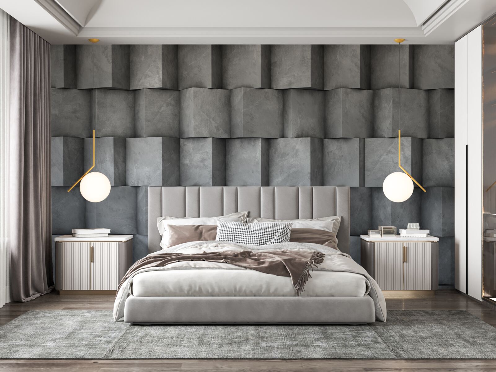 Papier peint carrés volumétriques dans différentes directions