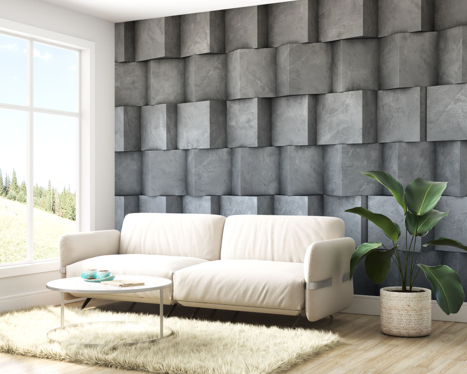 Papier peint carrés volumétriques dans différentes directions