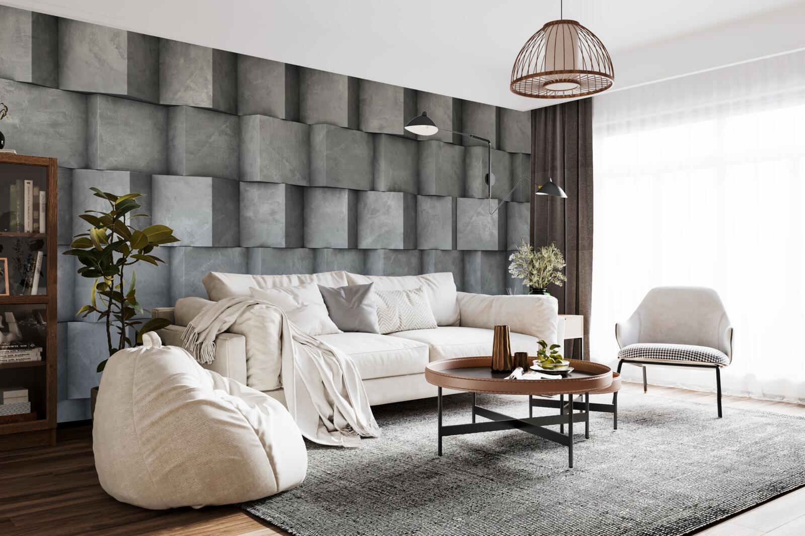 Papier peint carrés volumétriques dans différentes directions