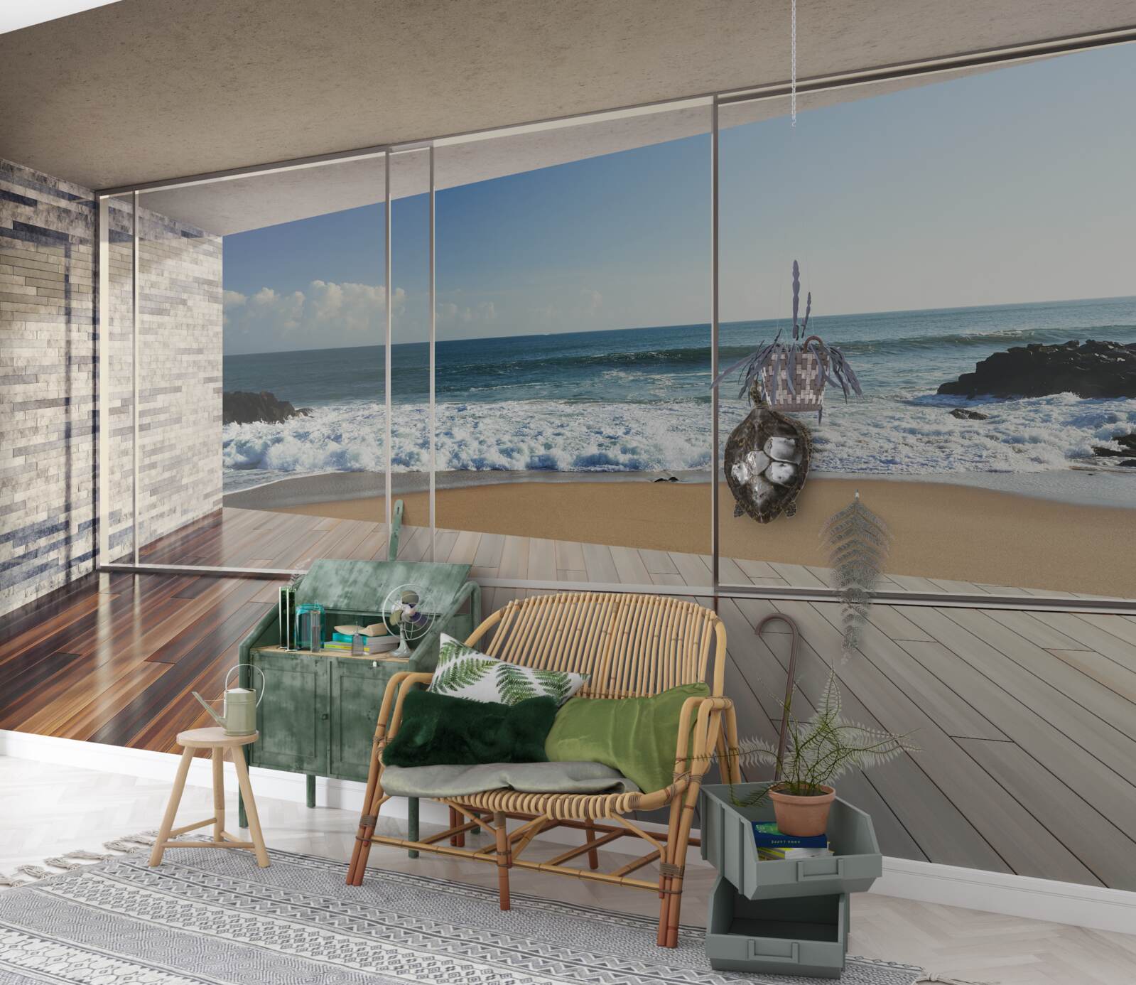 Papier peint les fenêtres panoramiques offrent une superbe vue sur la mer