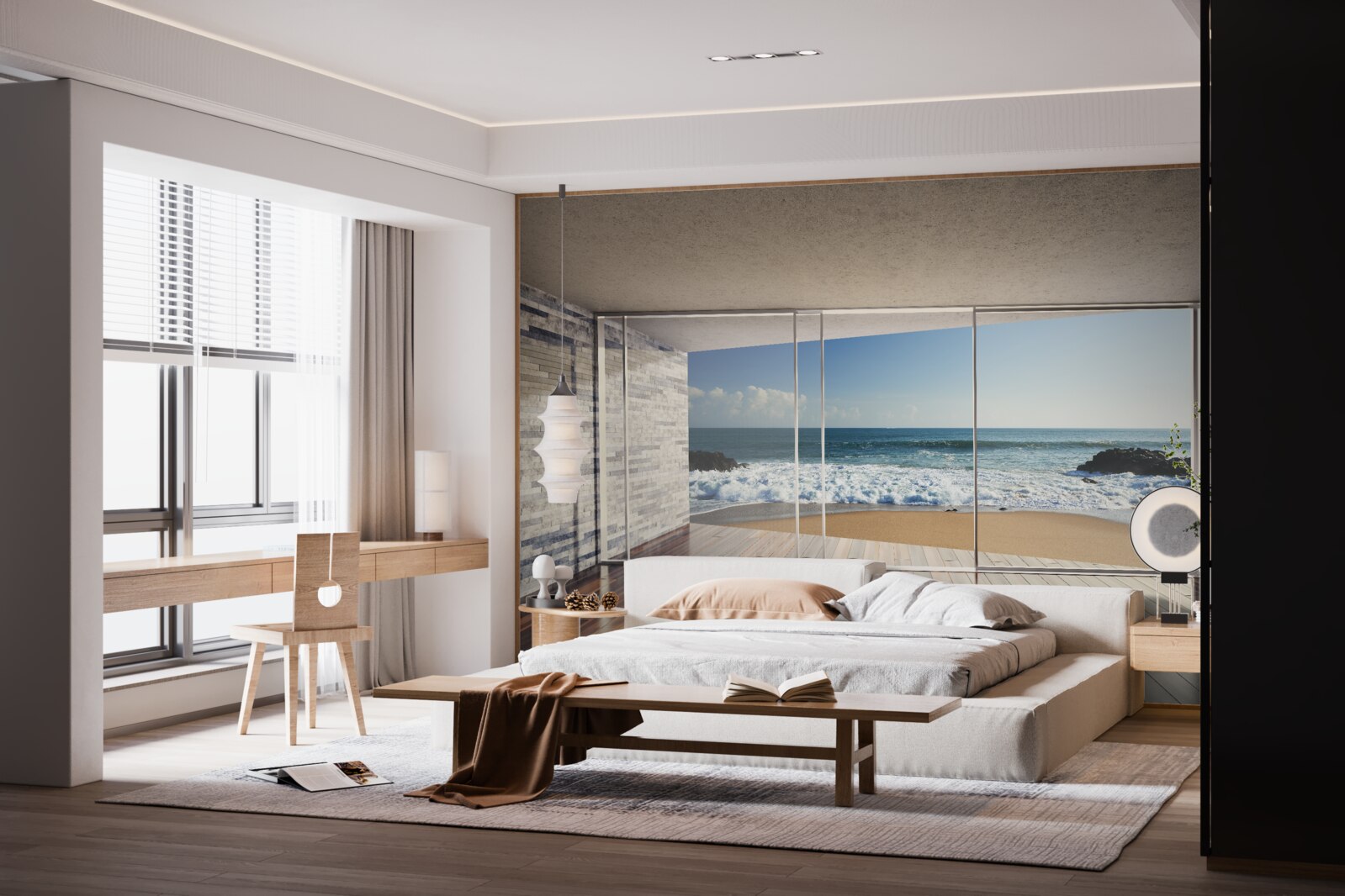 Papier peint les fenêtres panoramiques offrent une superbe vue sur la mer