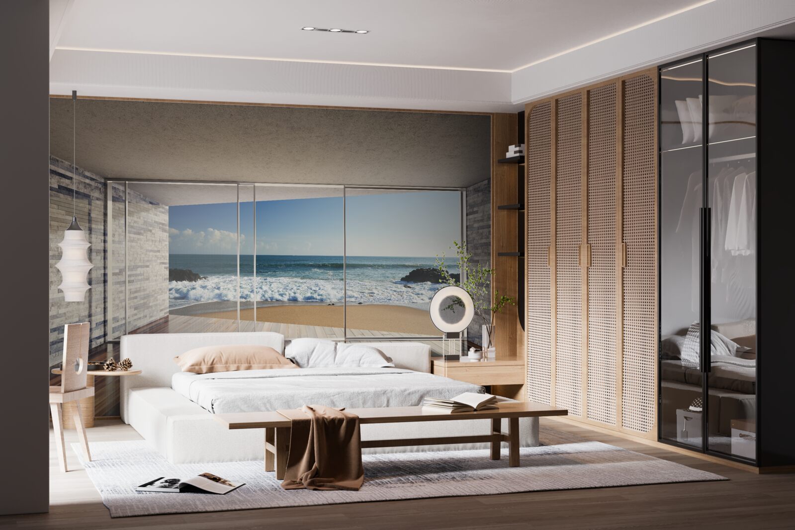 Papier peint les fenêtres panoramiques offrent une superbe vue sur la mer