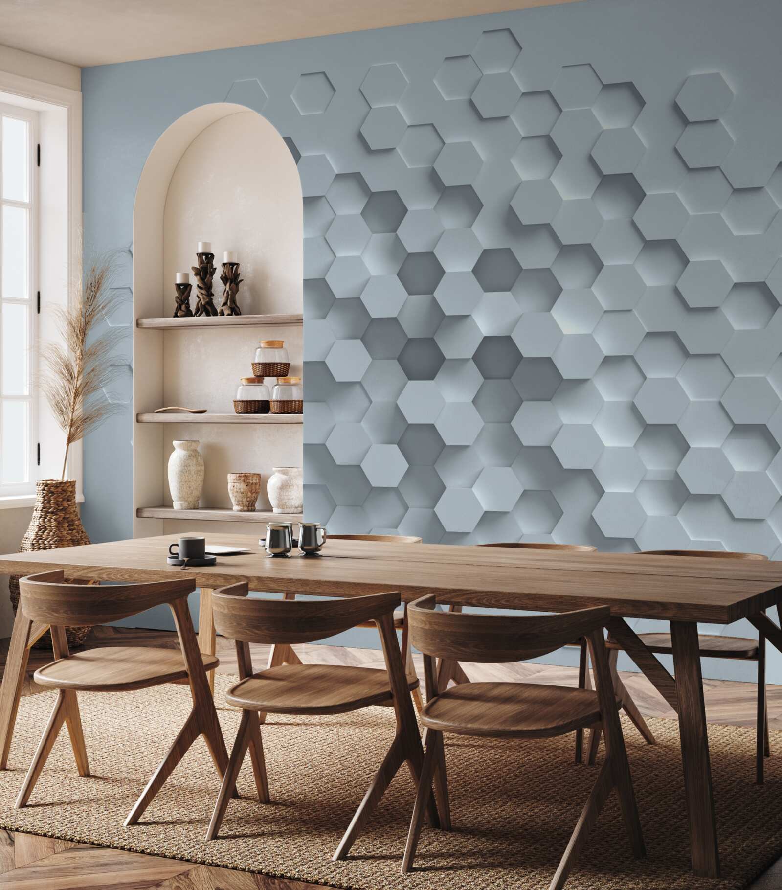 Papier peint les formations en nid d'abeille composées de multiples hexagones