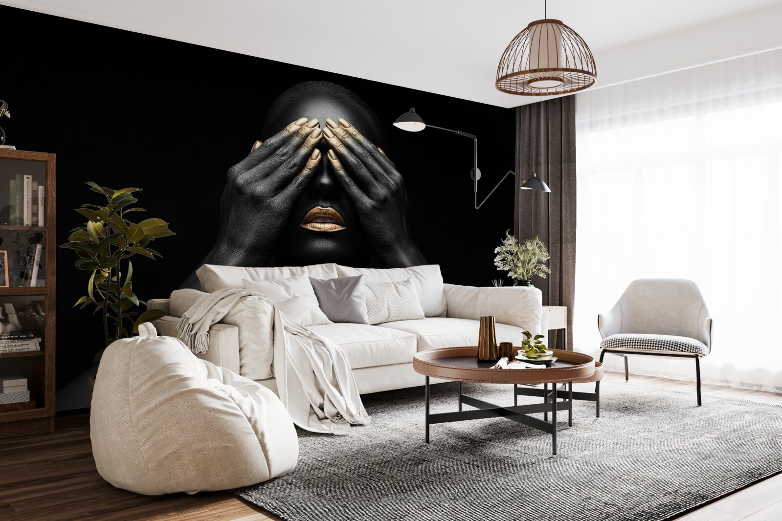 Papier peint la jeune fille se couvre les yeux avec ses mains