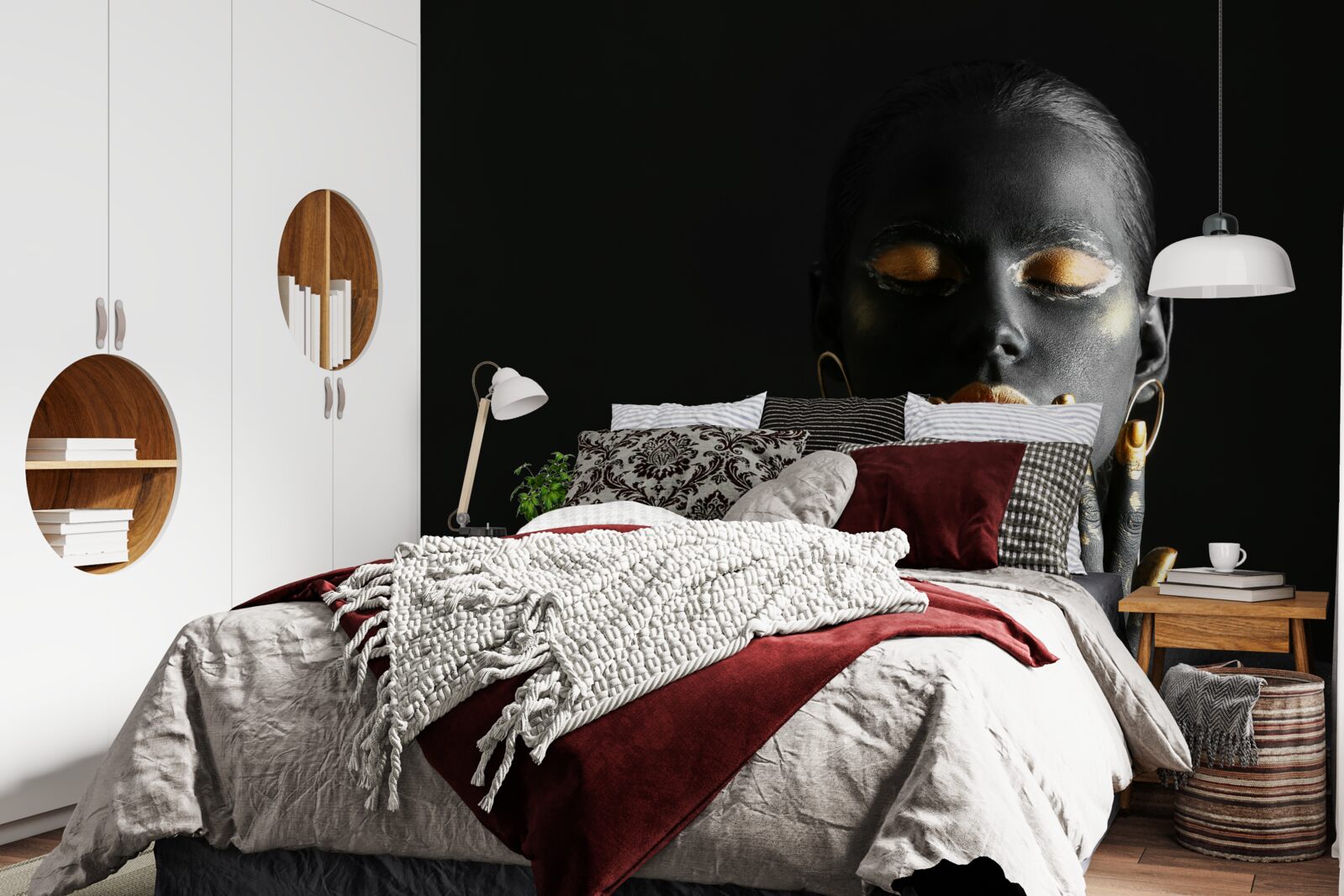 Papier peint femme aux lèvres serrées