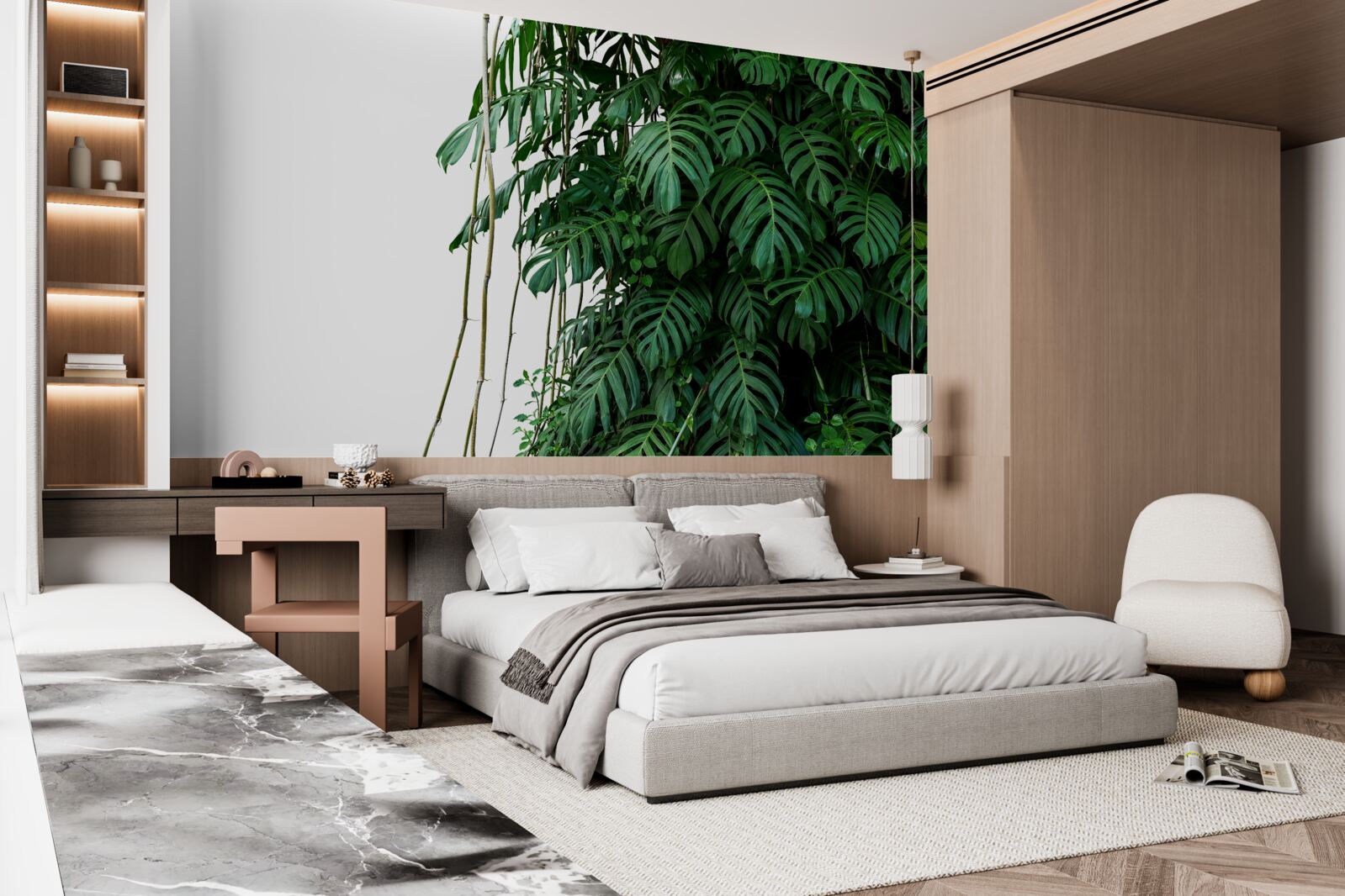 Papier peint feuilles de monstera denses dans les tons de vert