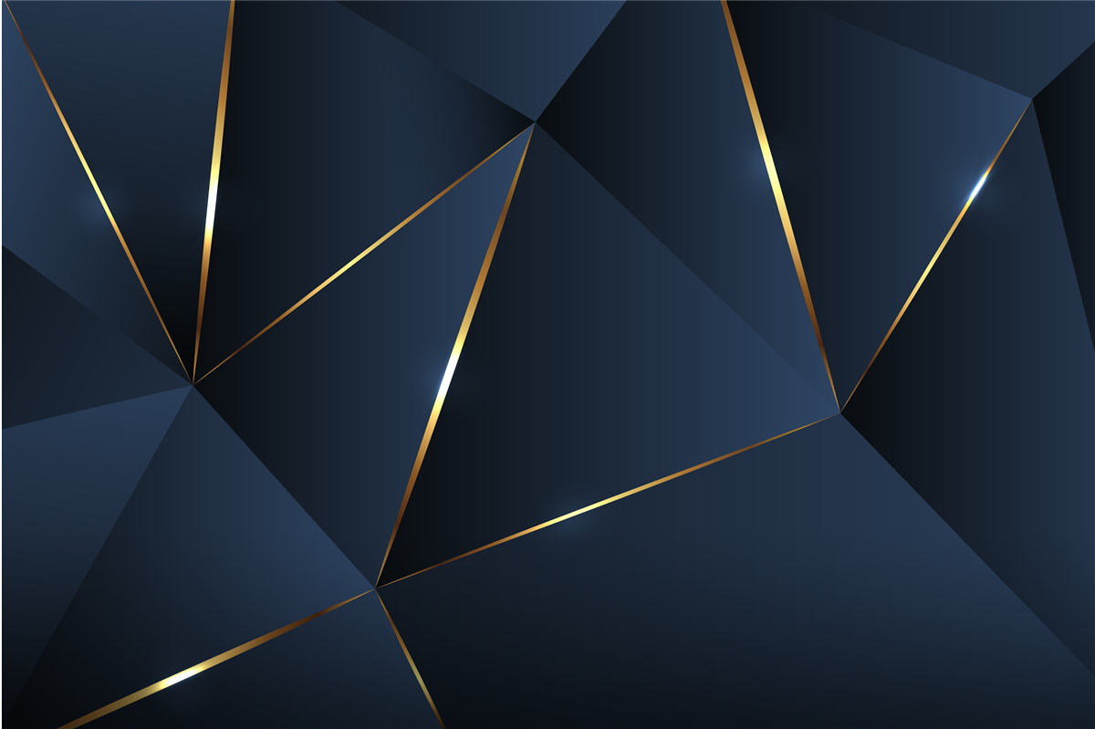 Papier peint les triangles sont bleu foncé avec des bords dorés