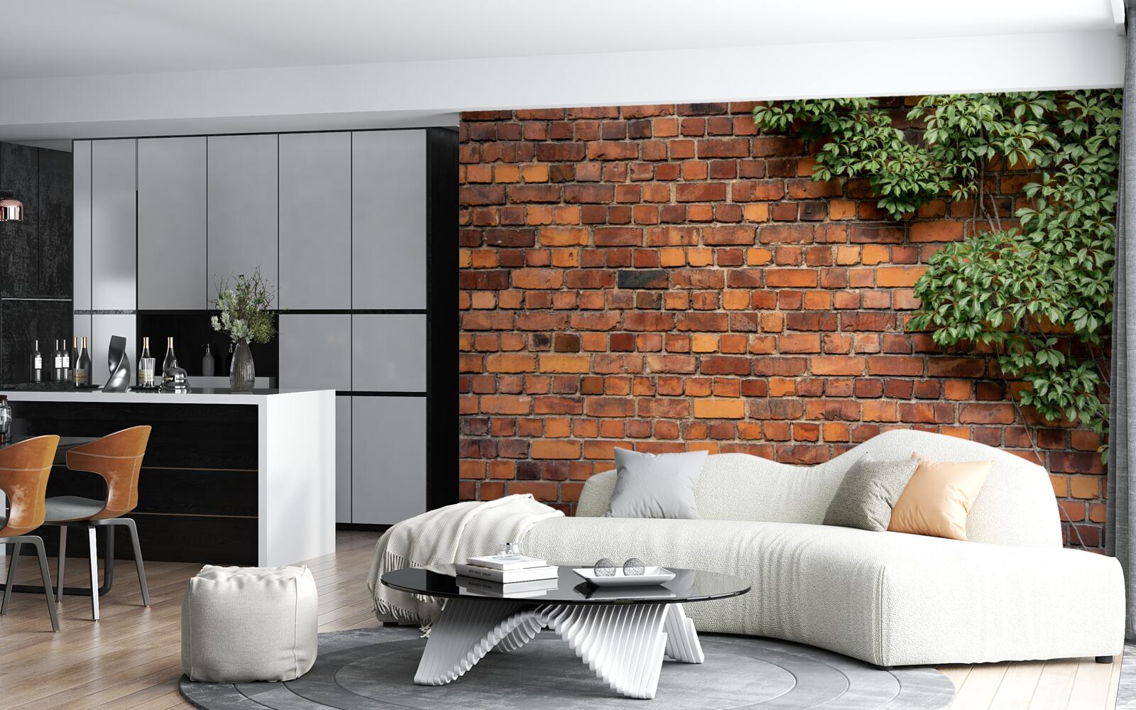 Papier peint Le mur est recouvert de lierre vert