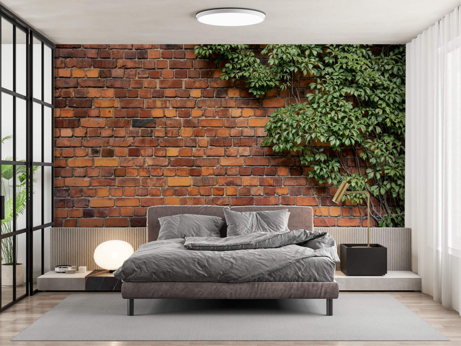 Papier peint Le mur est recouvert de lierre vert