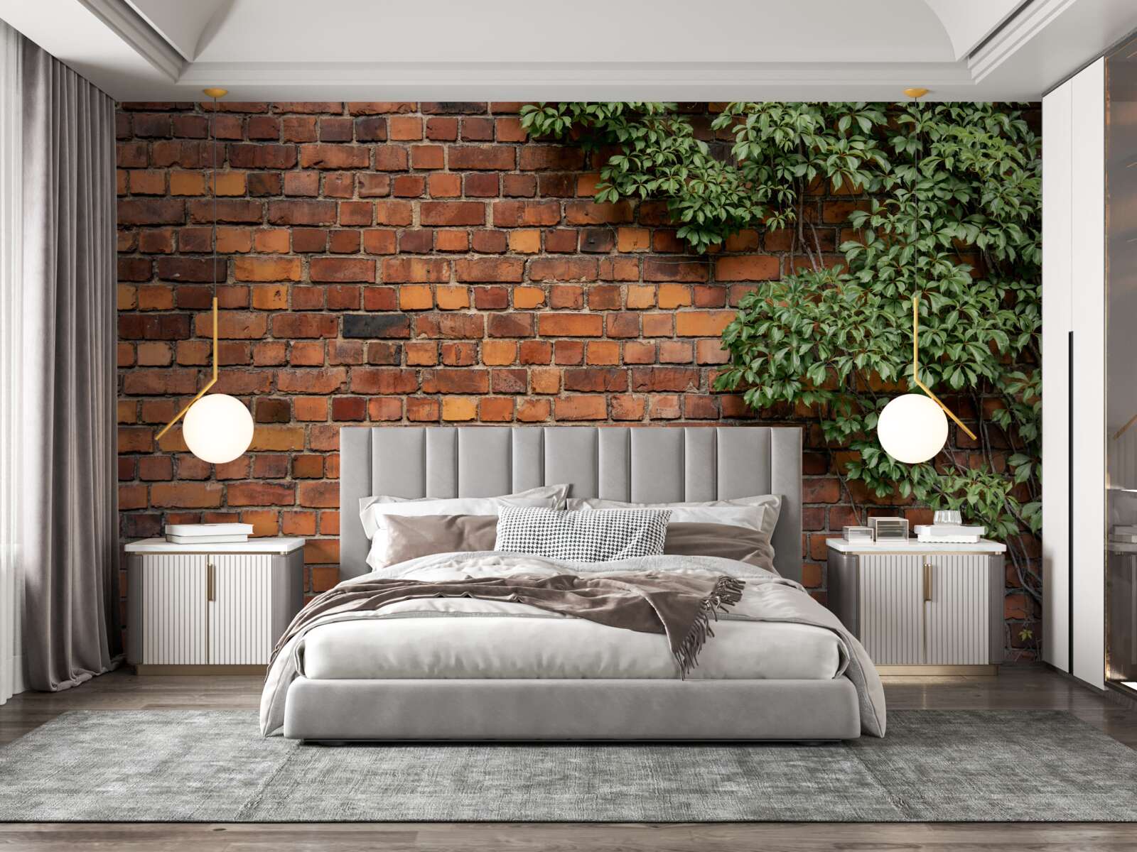 Papier peint Le mur est recouvert de lierre vert