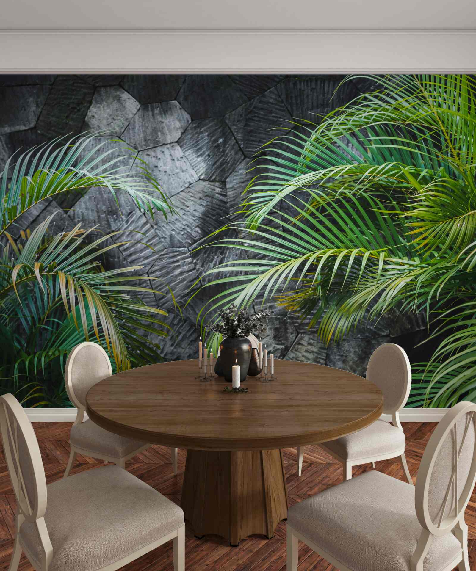 Papier peint la fougère s'en va dans la nuit brumeuse