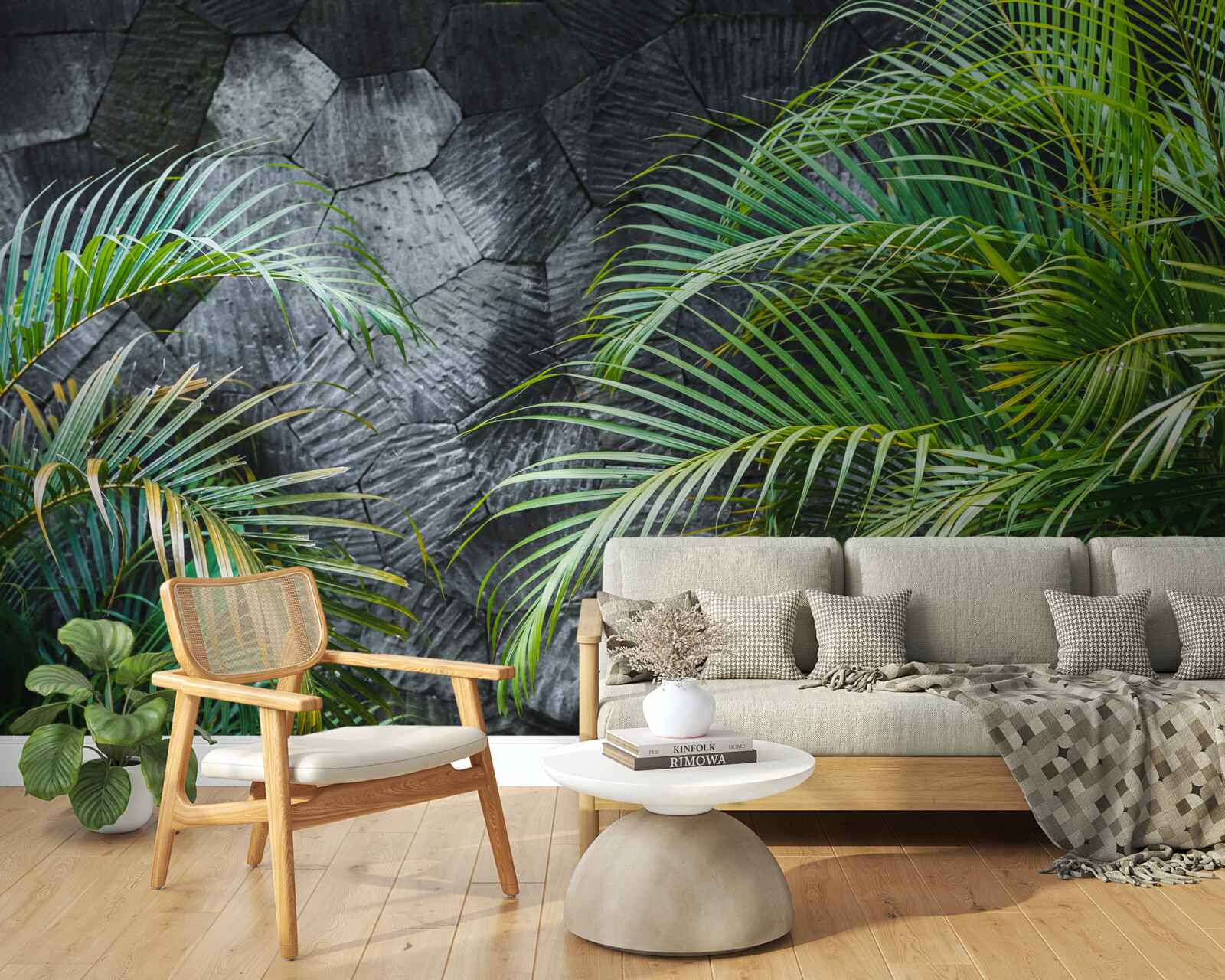 Papier peint la fougère s'en va dans la nuit brumeuse