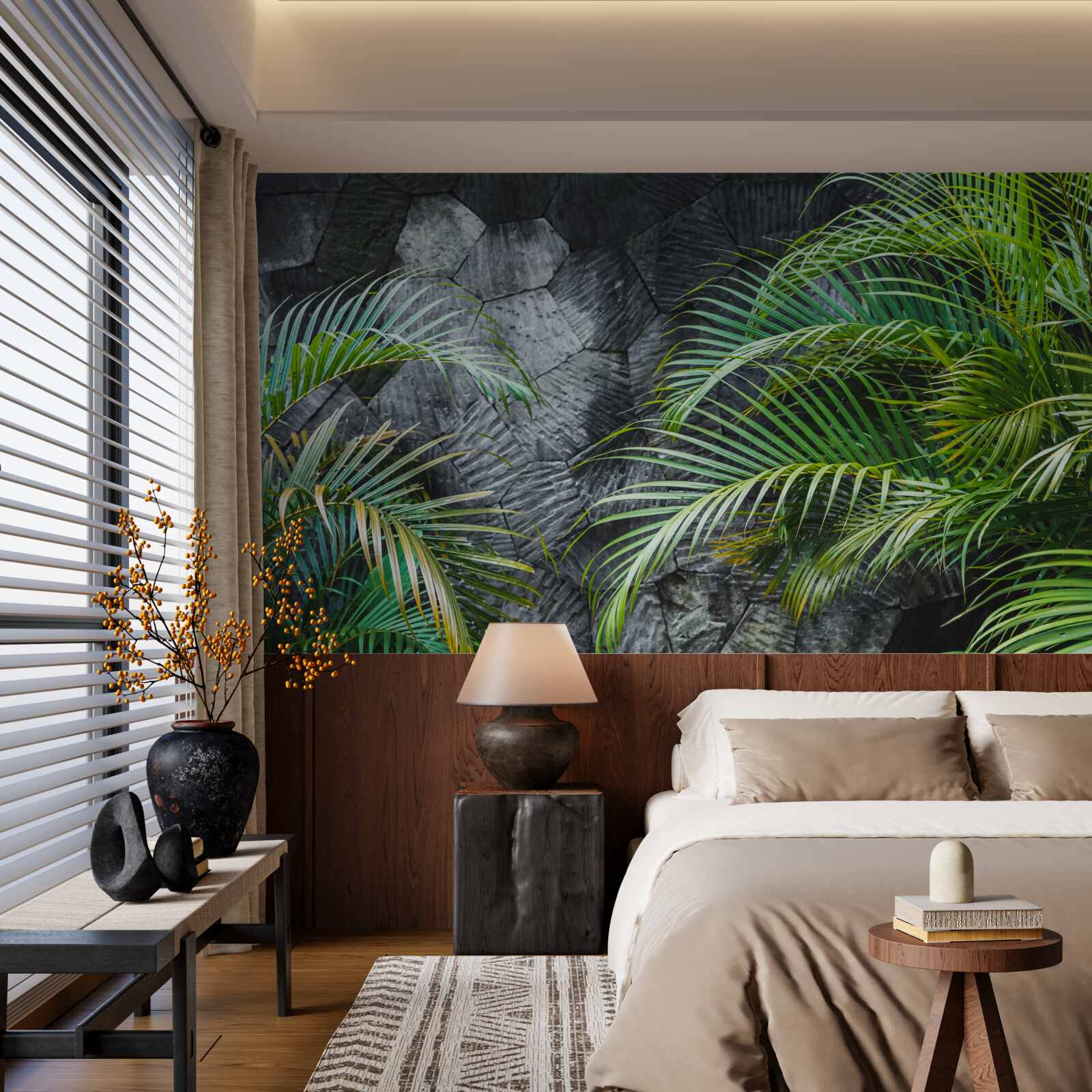 Papier peint la fougère s'en va dans la nuit brumeuse