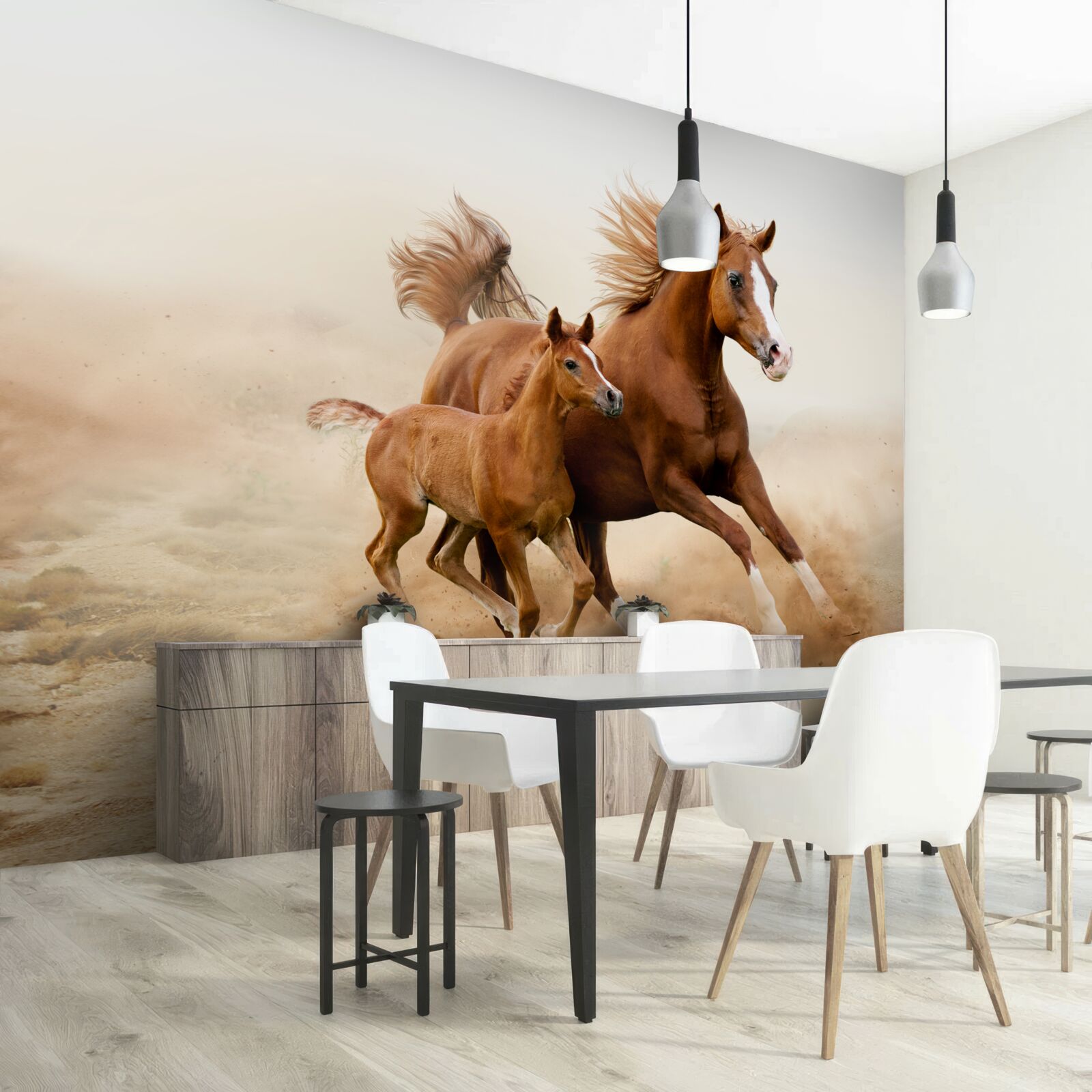 Papier peint courses d'étalons de bronze