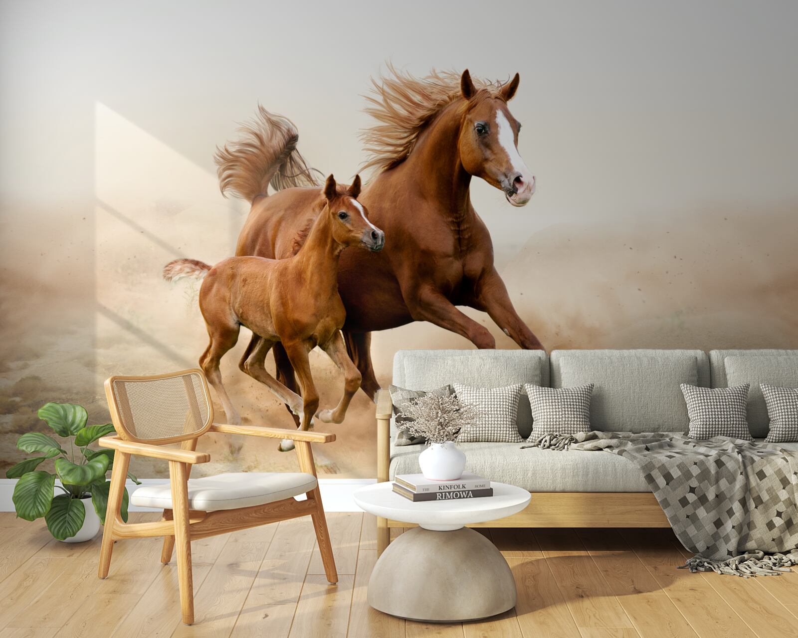 Papier peint courses d'étalons de bronze