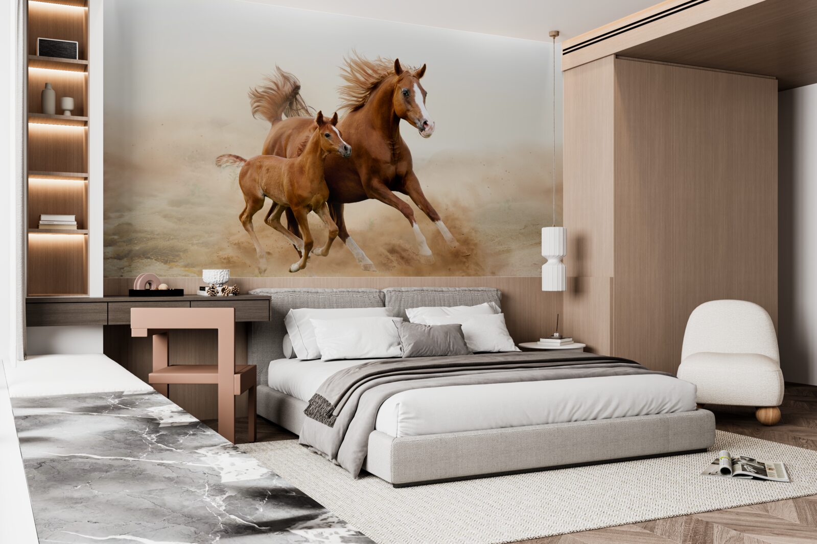 Papier peint courses d'étalons de bronze