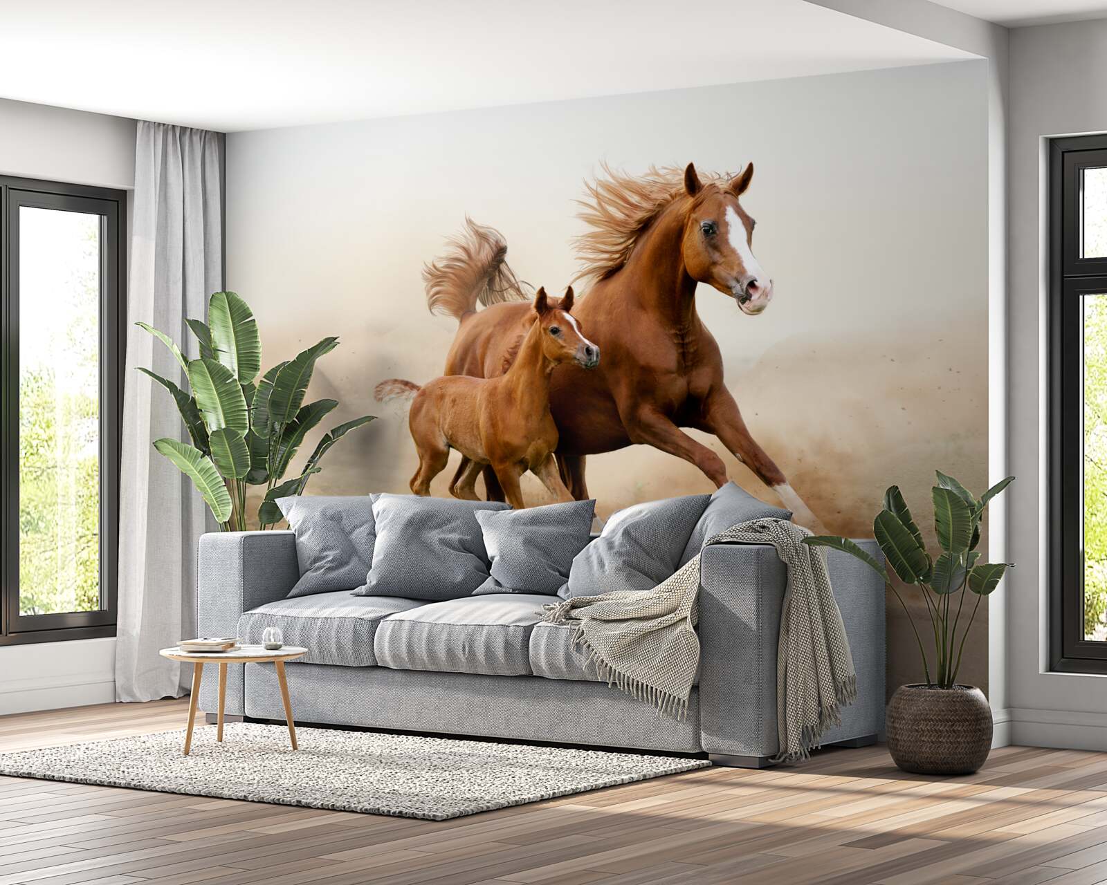 Papier peint courses d'étalons de bronze