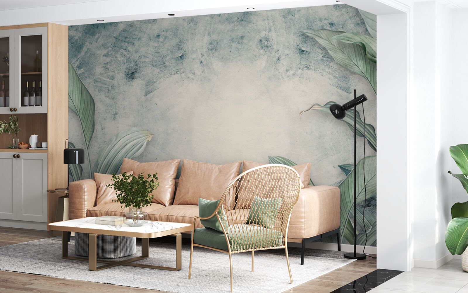 Papier peint Les plantes tropicales sont entourées d'un brouillard brumeux