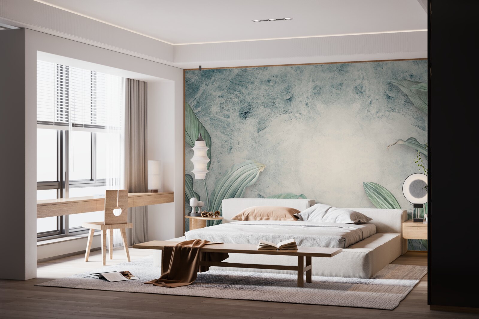 Papier peint Les plantes tropicales sont entourées d'un brouillard brumeux