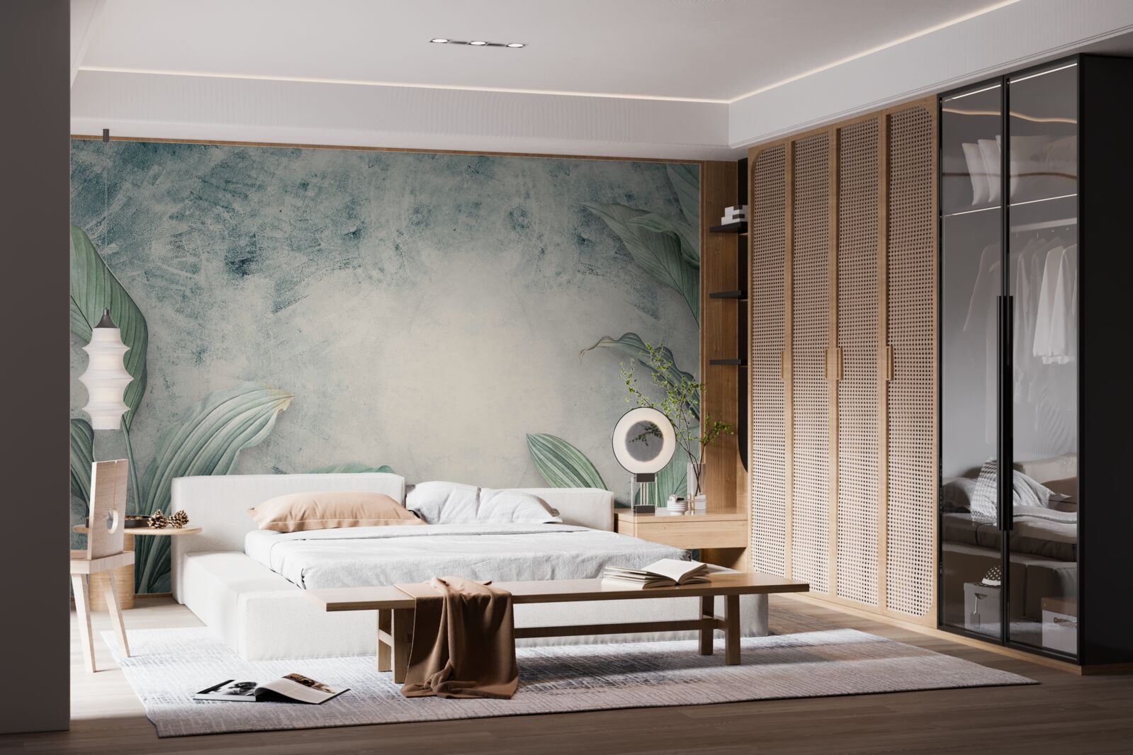 Papier peint Les plantes tropicales sont entourées d'un brouillard brumeux