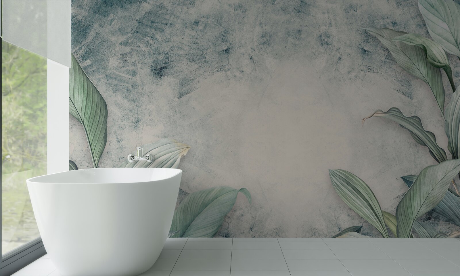 Papier peint Les plantes tropicales sont entourées d'un brouillard brumeux