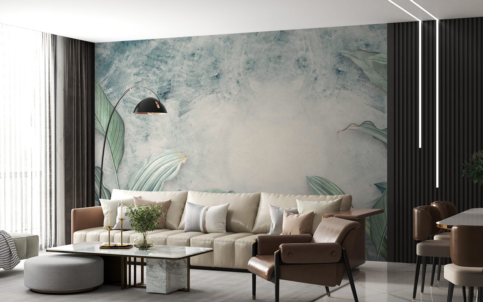 Papier peint Les plantes tropicales sont entourées d'un brouillard brumeux