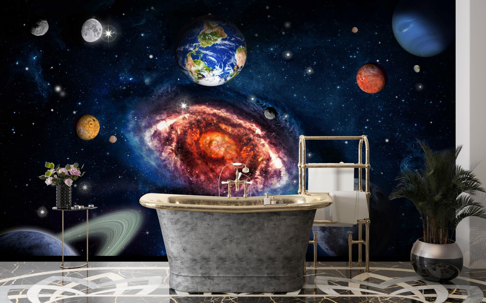 Papier peint la galaxie sert de champ de rotation pour les objets cosmiques