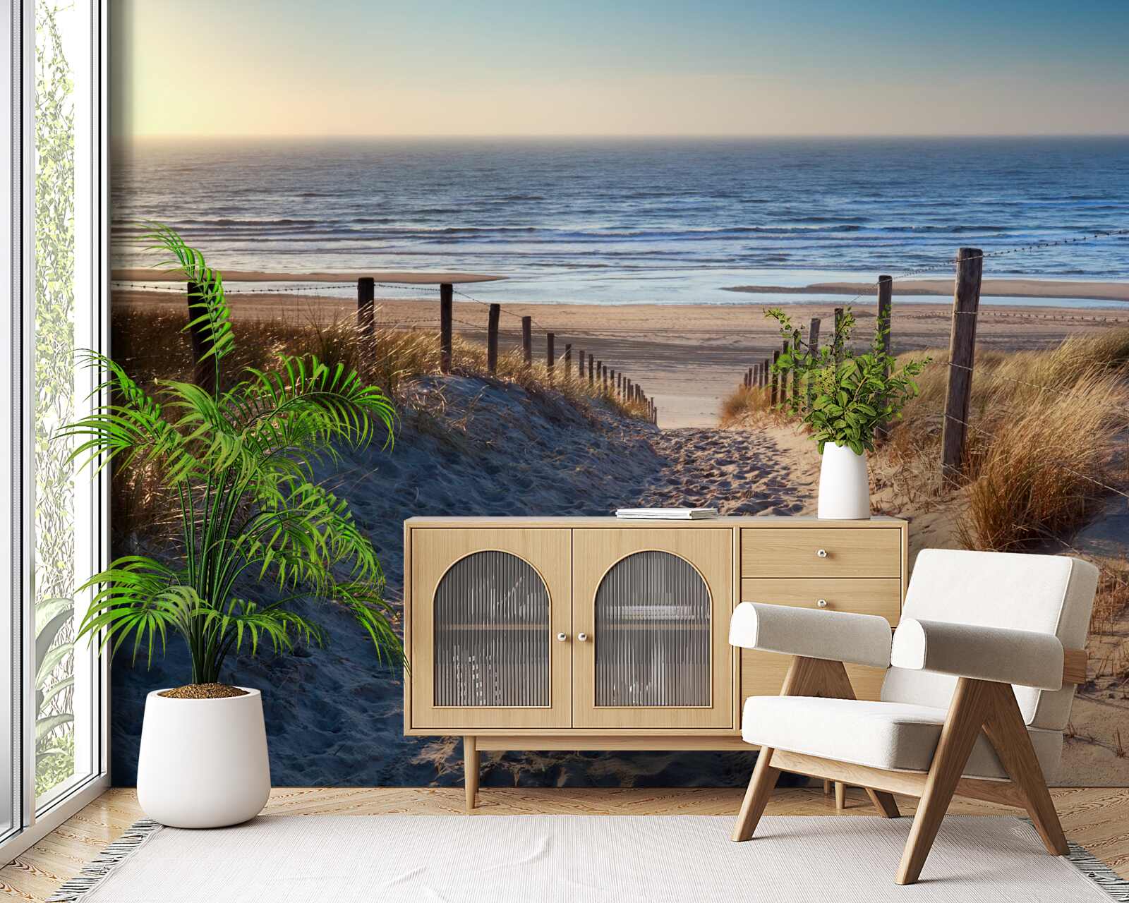 Papier peint océan calme et plage de sable fin