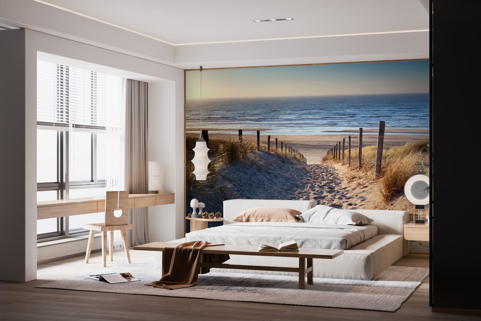 Papier peint océan calme et plage de sable fin