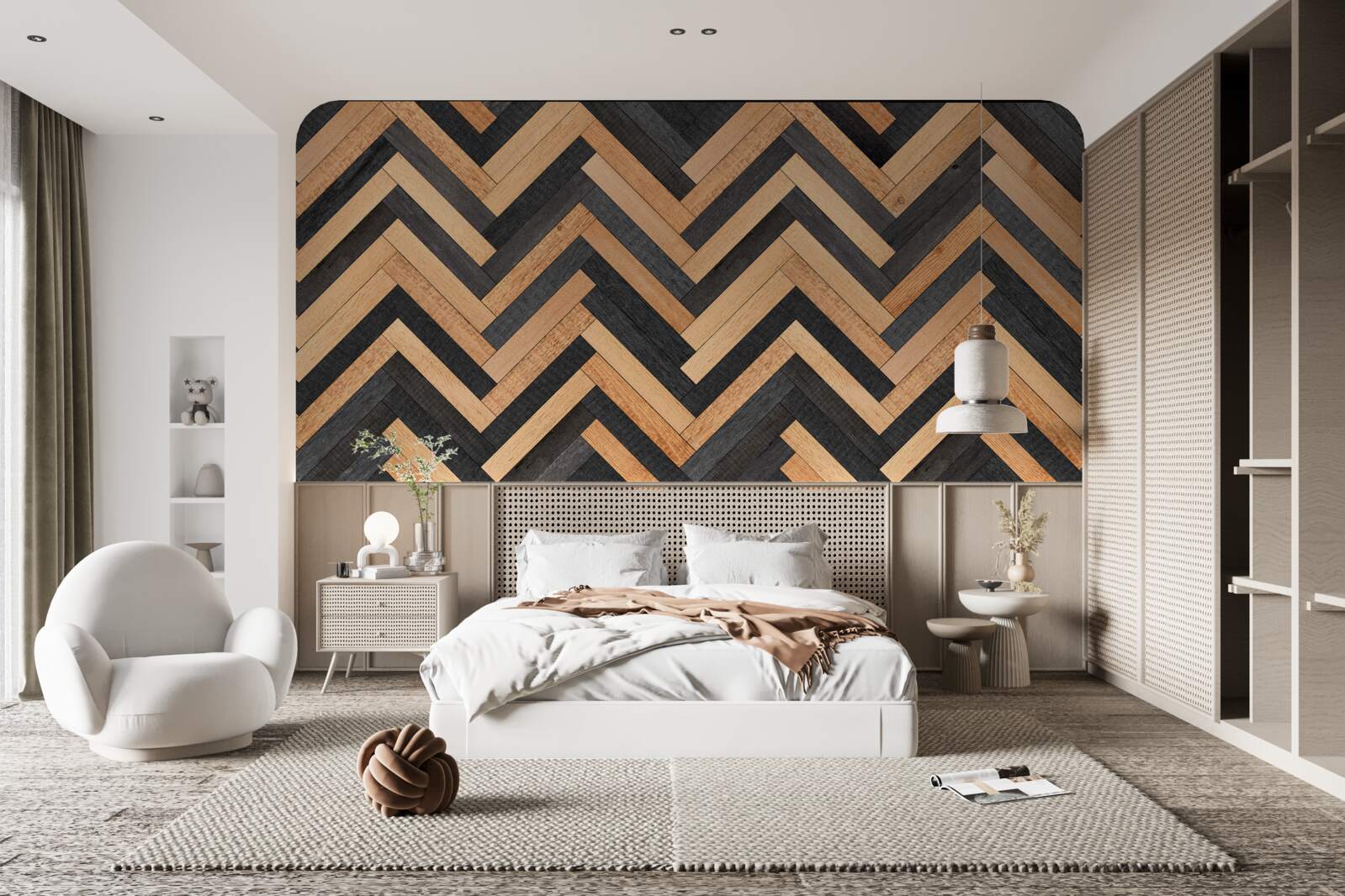 Papier peint parquet dans les tons clairs et foncés